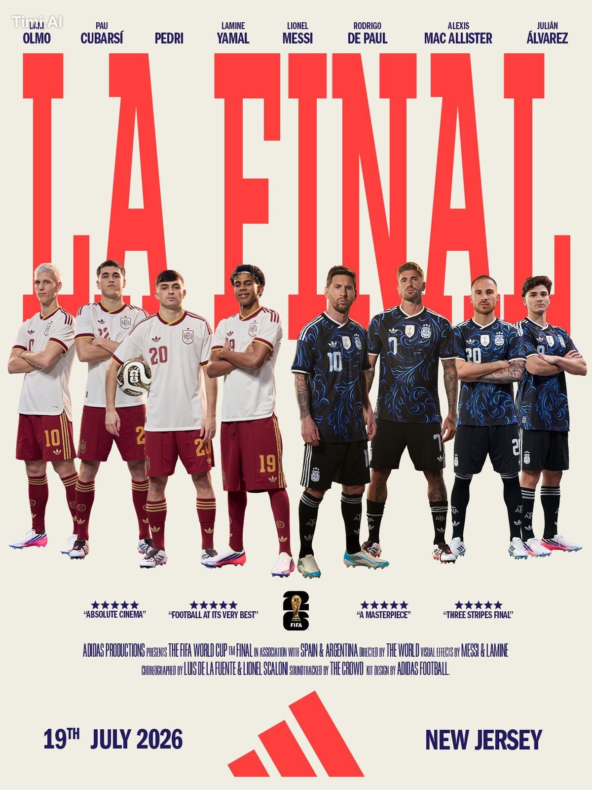 adidas dropped a movie poster featuring players from both Spain and Arg…