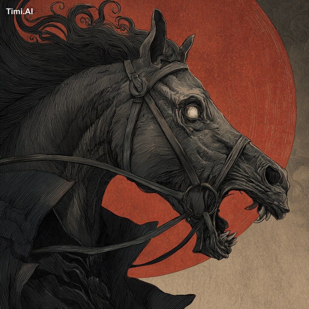 vampire horse in style of nosferatu in style of Nosferatu, eine Symphon…