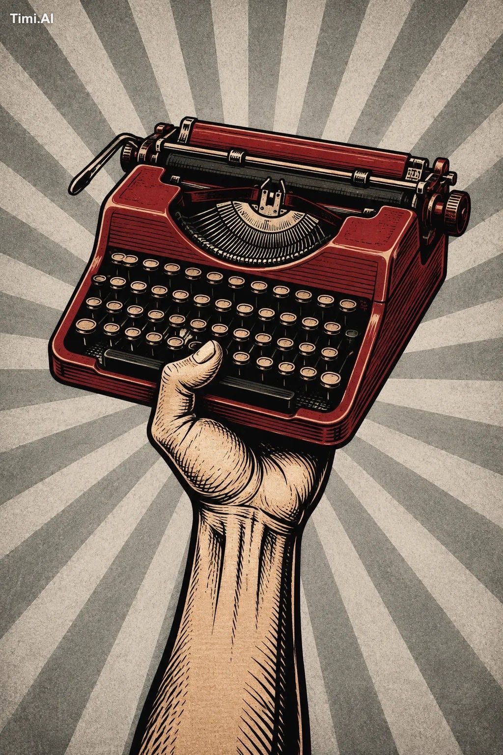 A bold vintage propaganda-style illustration featuring a strong human h… 3