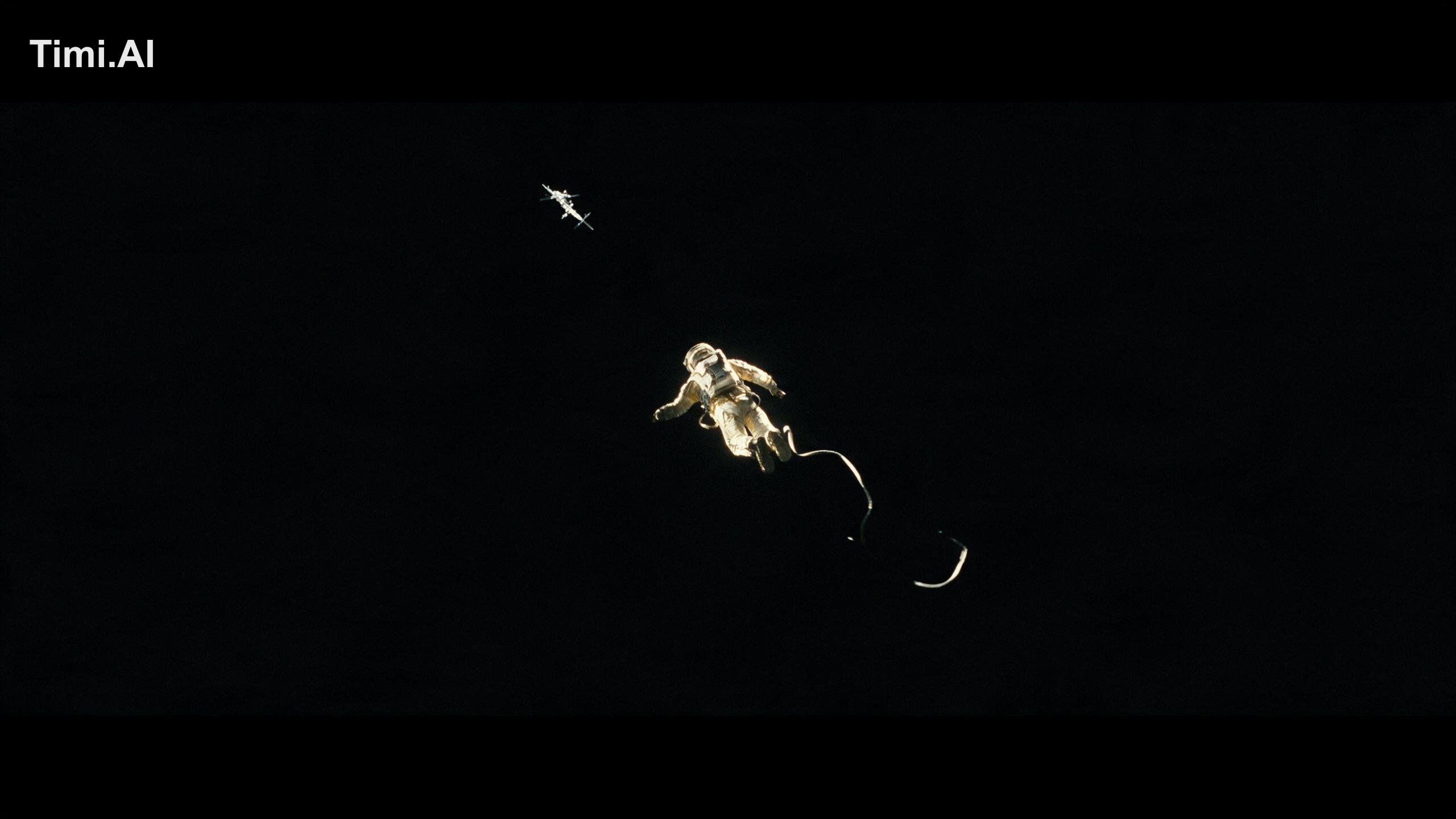 Hard sci-fi cinematic film still, "AIRLOCK" — SHOT 3: Wide vertiginous …