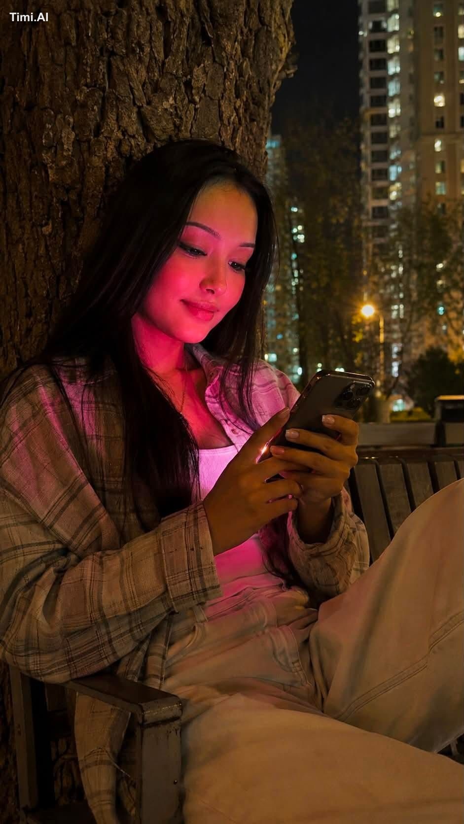 Realistic lifestyle photo shot on an iPhone 15 Pro at night. In the cen… 1