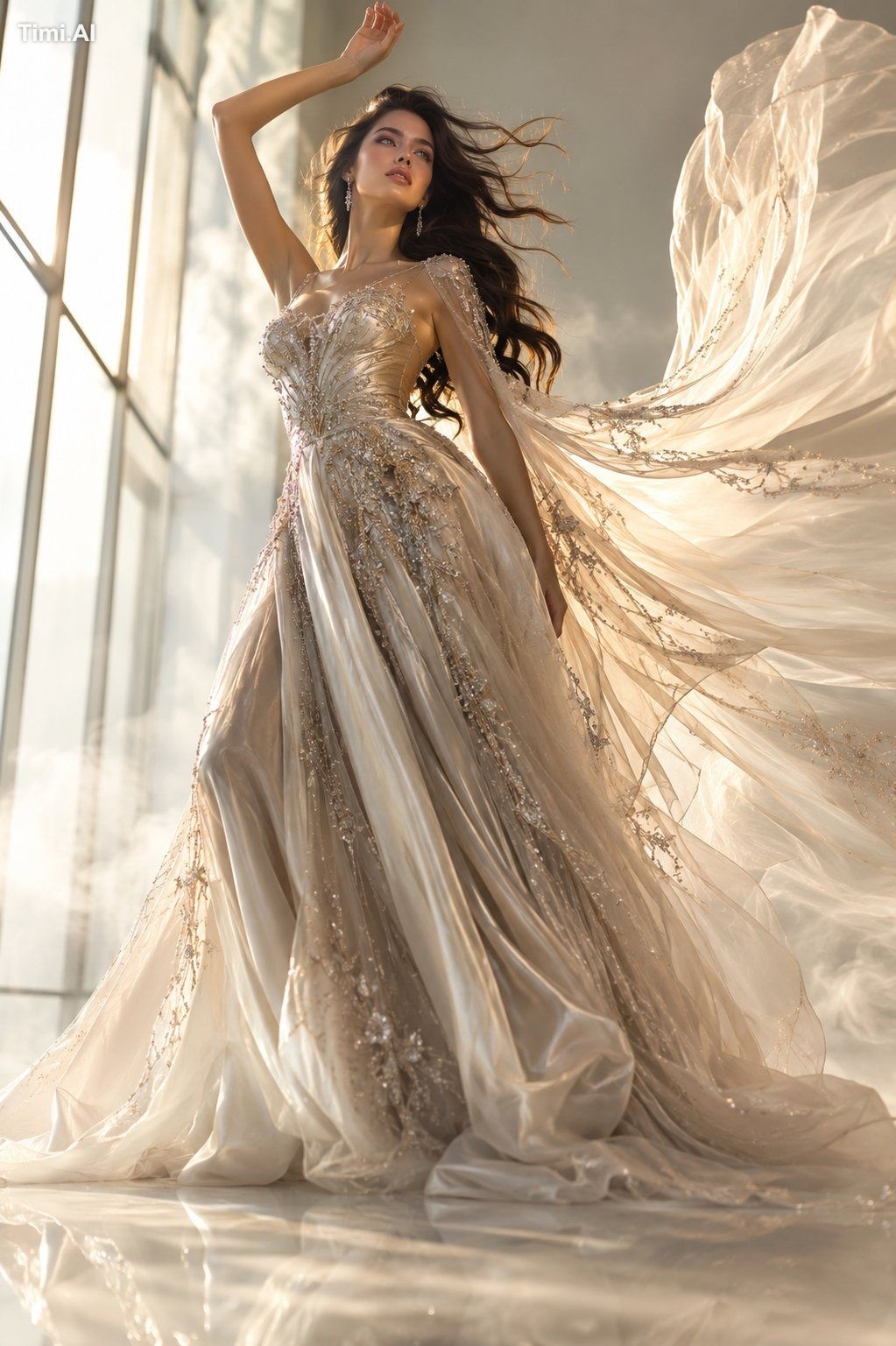 Ultra-realistic Vogue editorial masterpiece of a tall woman in her mid-…