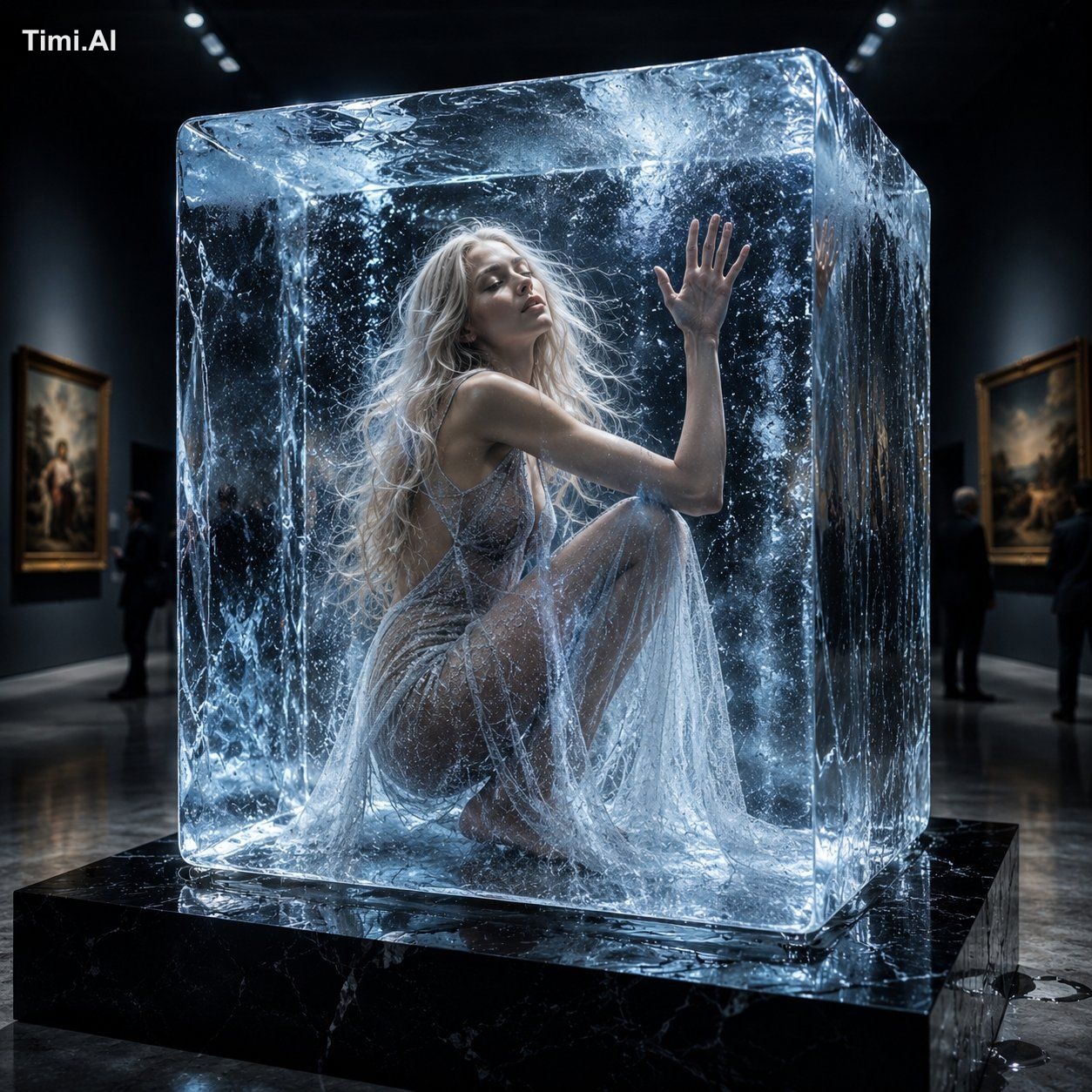 An impossibly beautiful Scandinavian woman frozen inside a gigantic cry… 1