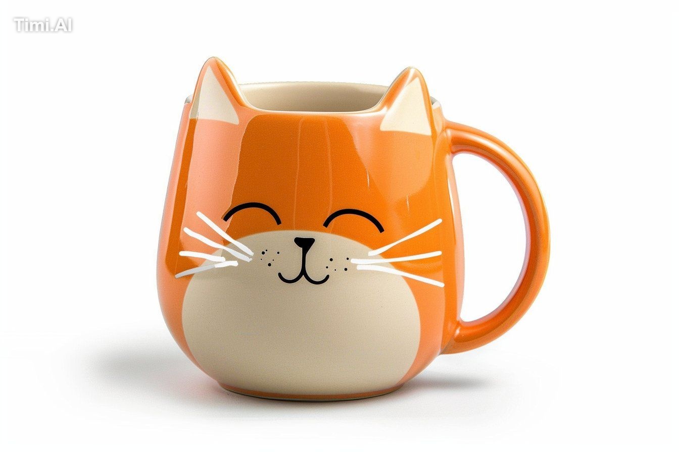 a ceramic mug with a [Subject+ description] design, 3D, [color], white … 2