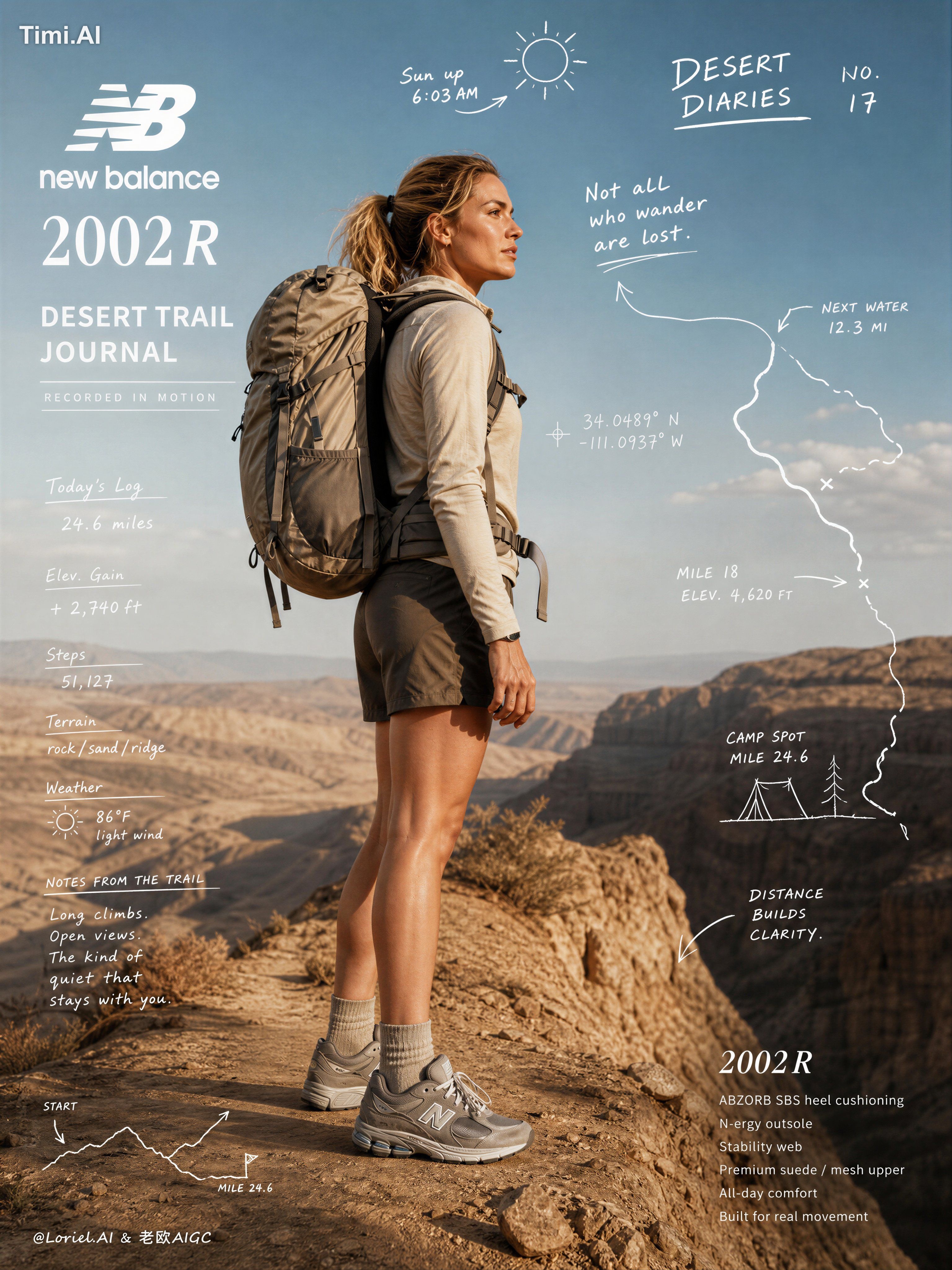 generic hiking ad, messy scrapbook look, cartoon doodles, fake New Bala…