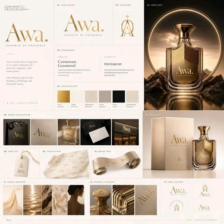 A complete ultra-premium luxury perfume brand campaign presentation for…