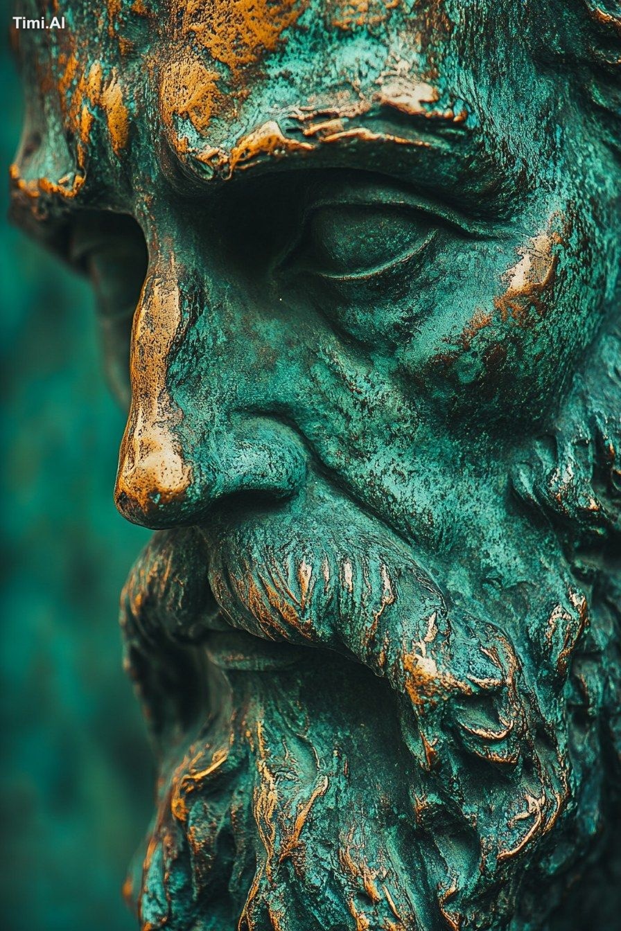 close up of sclupture created by Auguste Rodin and Giacometti, Bronze -…