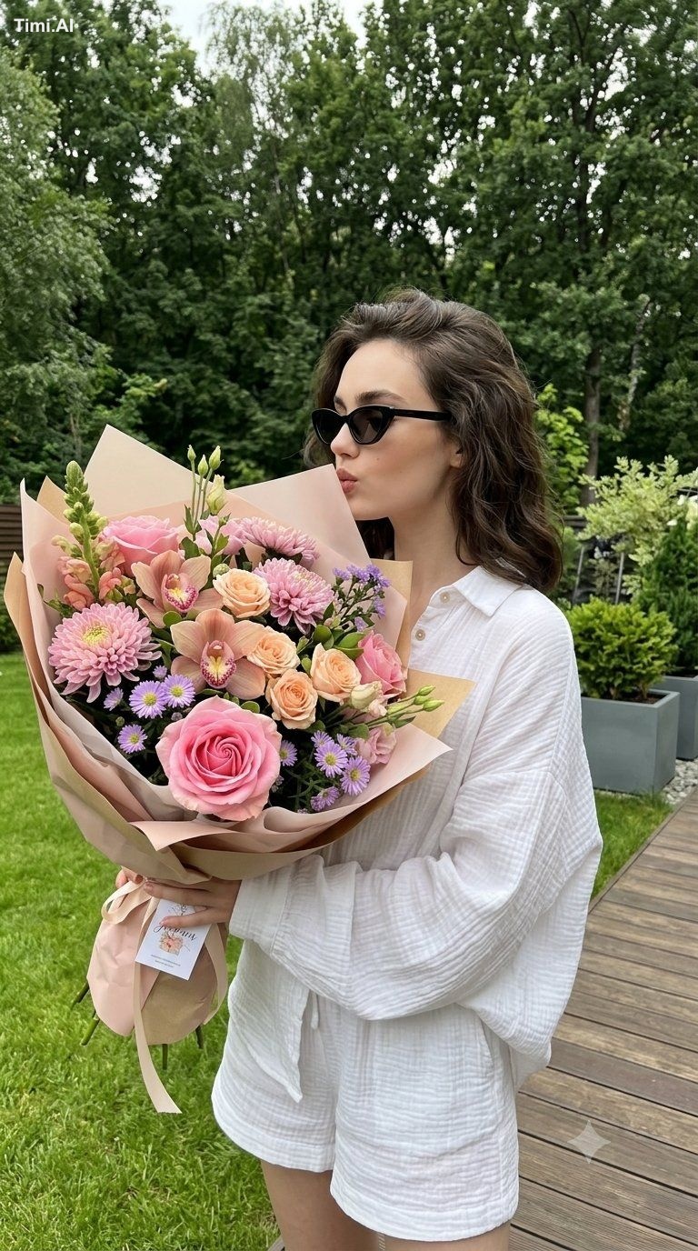�💐 "Hyper-realistic lifestyle photo of a young woman(match face) outdo… 1