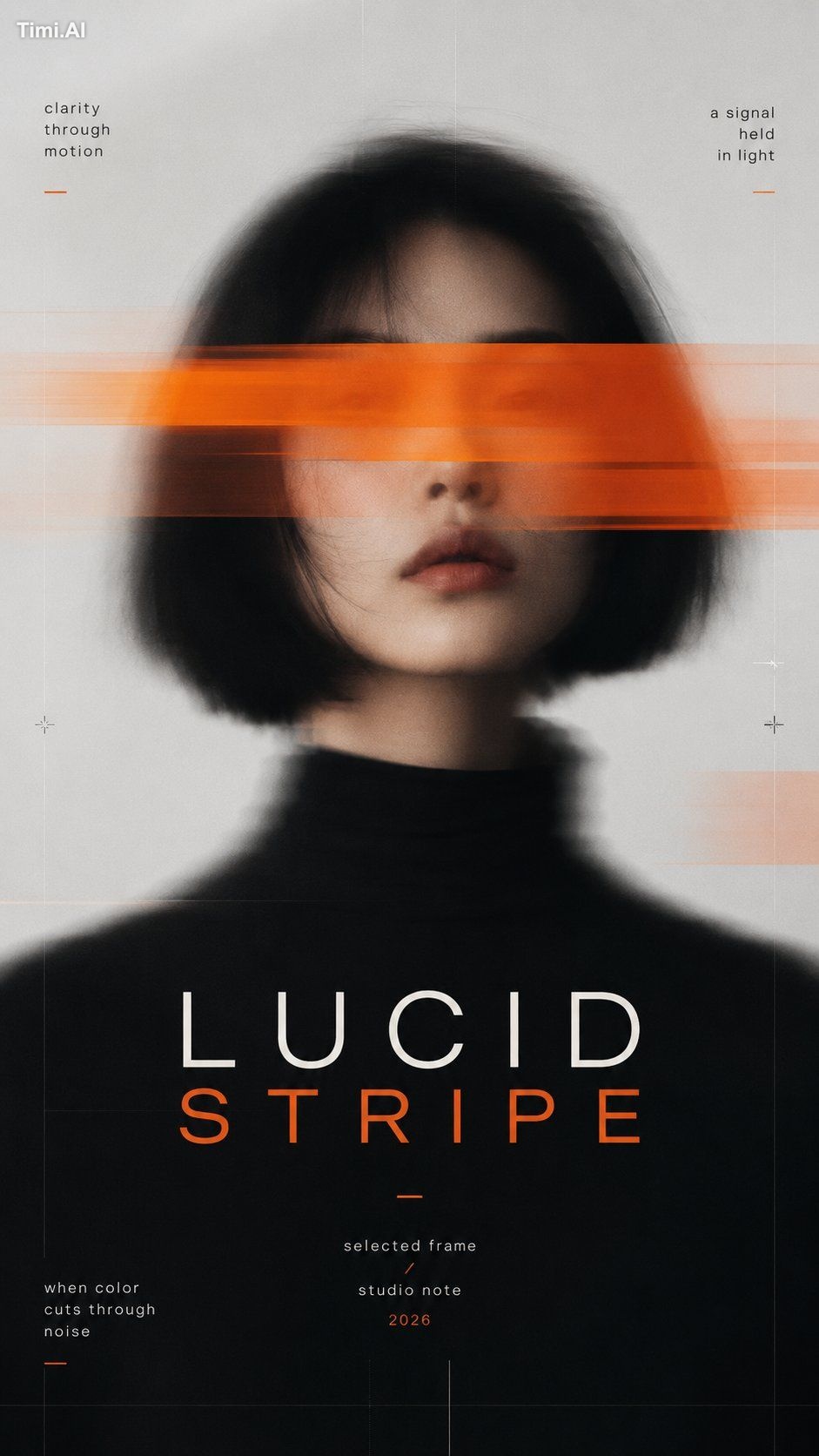 Create a 9:16 high-end color reveal editorial poster with a blurred fas… 1
