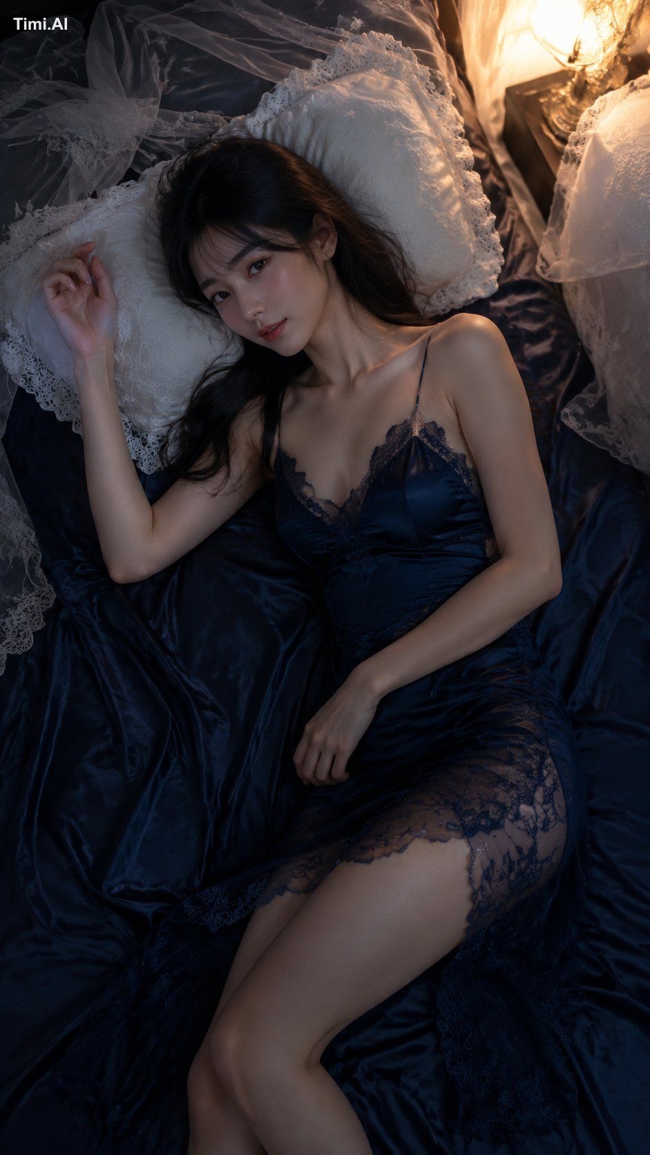 Create a high-quality overhead fashion portrait, 9:16 vertical format. … 3