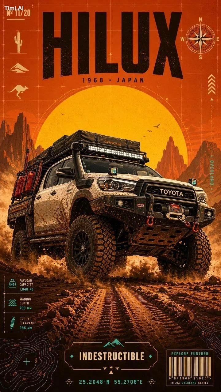 Ultra-detailed vintage overland expedition poster featuring a legendary… 3