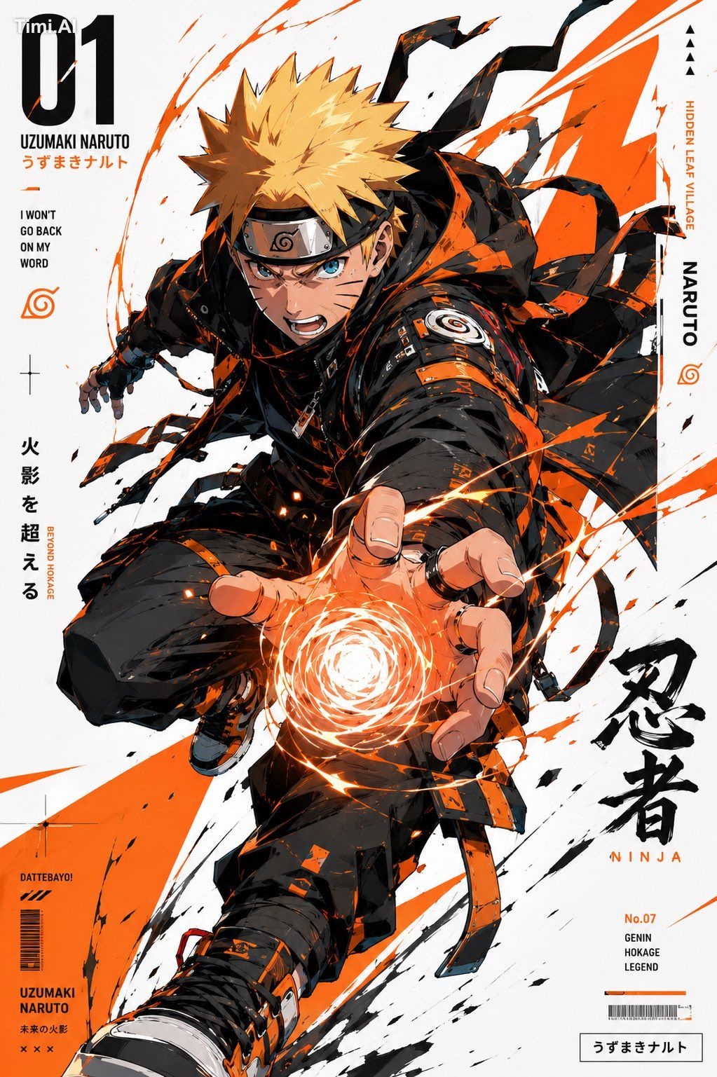 Create a premium anime-techwear editorial poster series featuring {char…