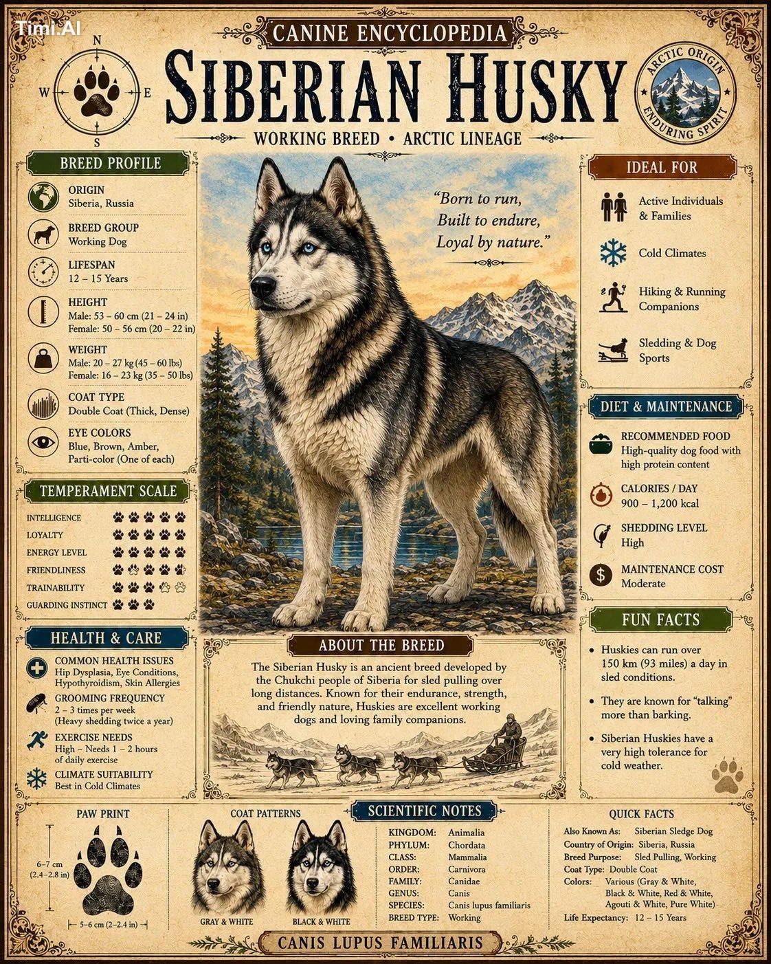 Create a highly detailed A4 vertical vintage encyclopedia style dog bre… 1