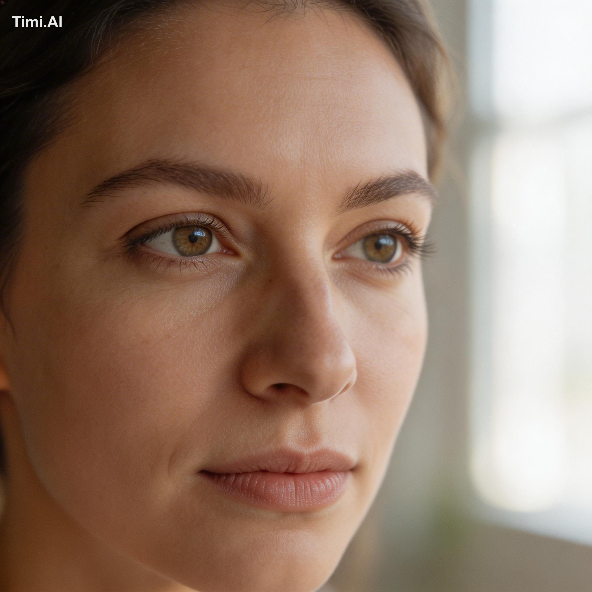 Ultra-realistic close-up portrait of a woman in her early 30s standing … 1