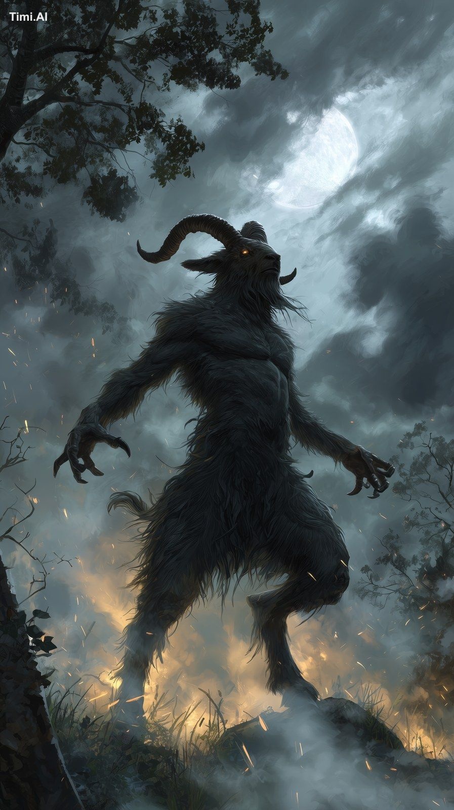 dark fantasy horror illustration inspired by the book Slewfoot, depicti…