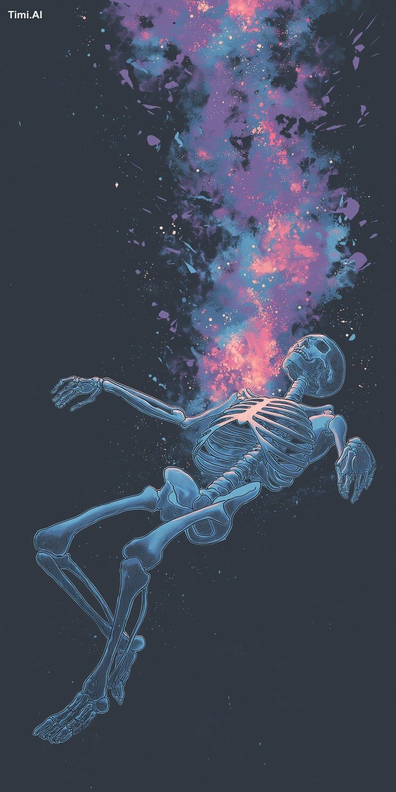 draw a floating man's figure laying on his back, chest up, legs and arm…