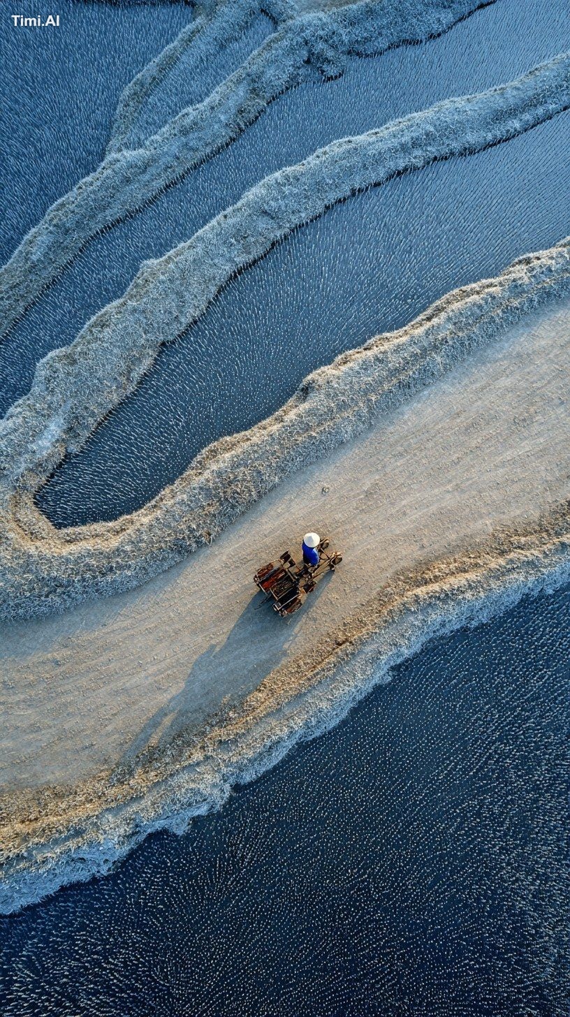 in the early morning, in an ancient chinese field of rice and sorghum, …