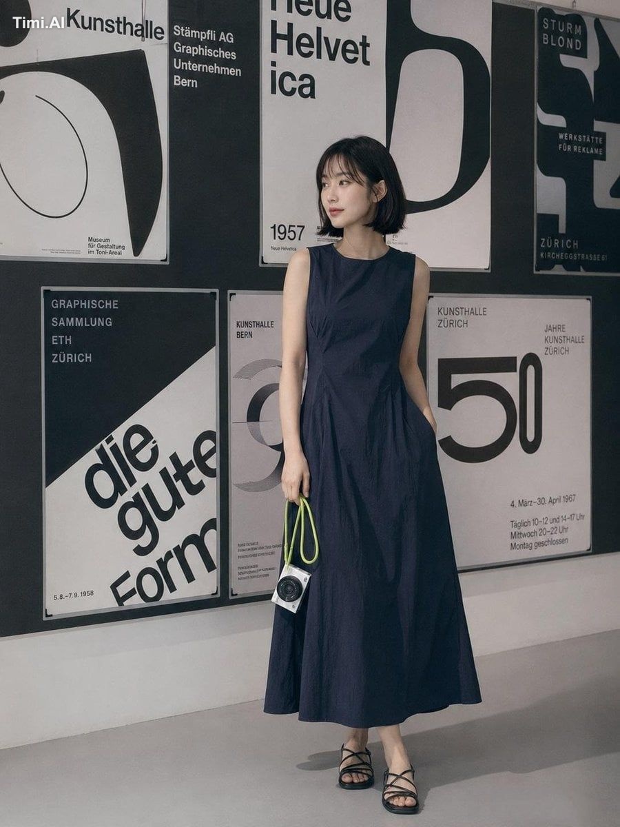 A minimalist editorial fashion photoshoot featuring a young woman with …