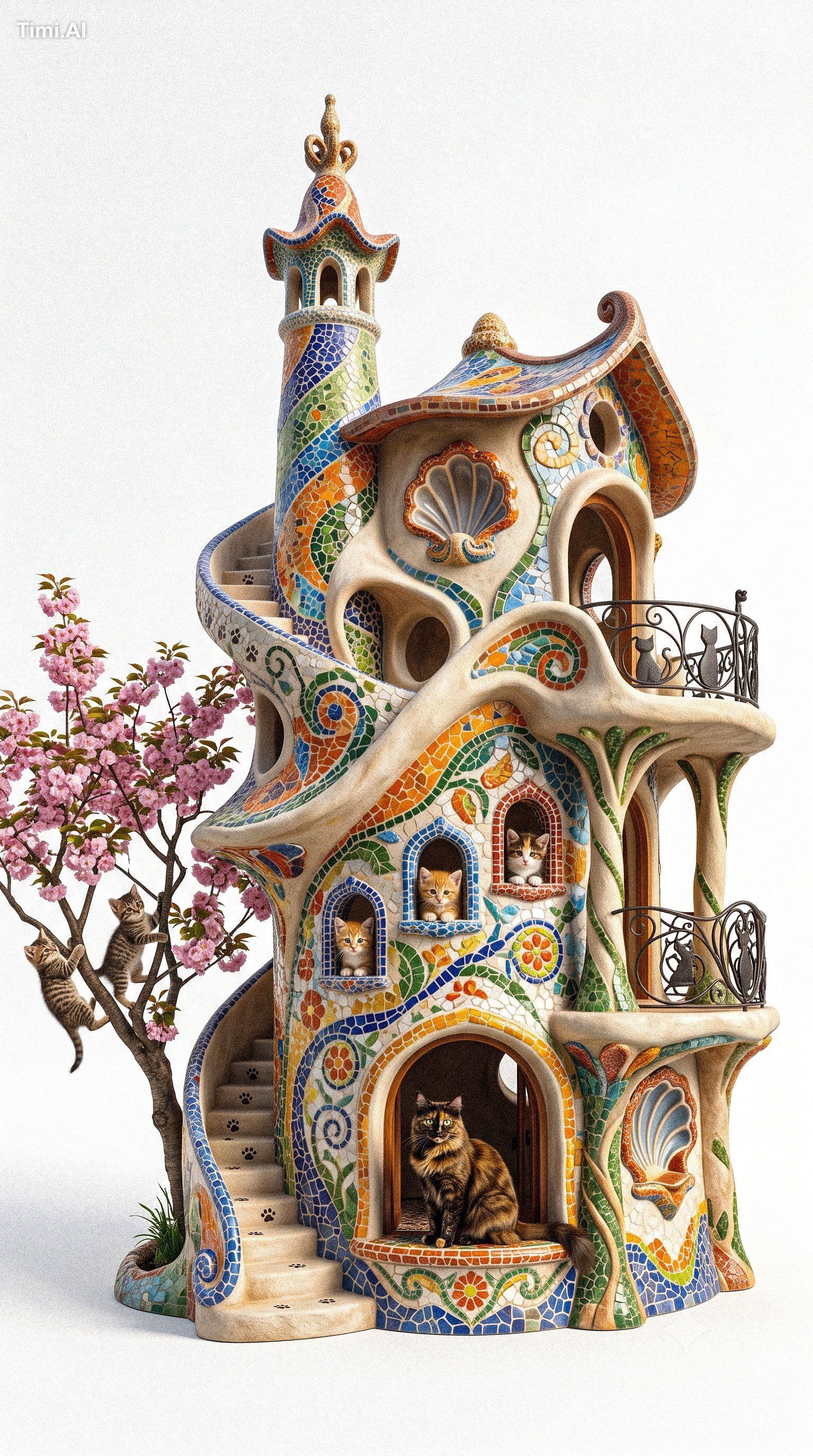 A breathtaking luxury cat house inspired by [ARCHITECTURE STYLE], trans… 2