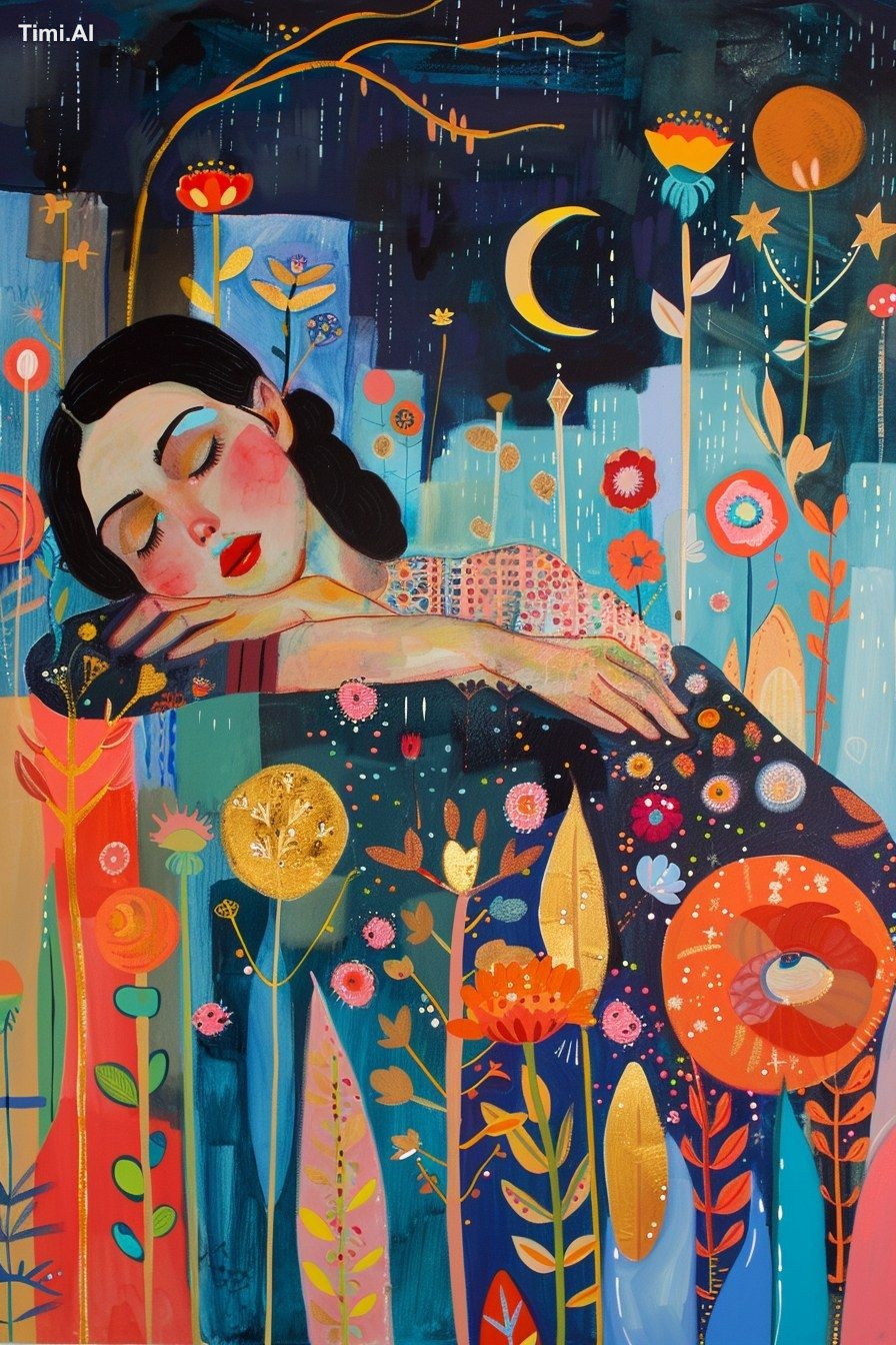 night with stars and the moon, andere Farben, lisa congdon style, Klimt…