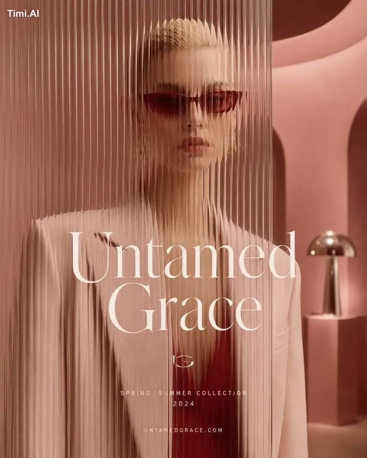 Minimalist luxury fashion advertisement featuring [HUMAN] wearing [CLOT… 2