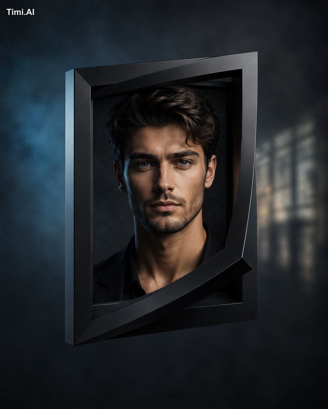 4:5 A photorealistic monochrome editorial portrait inside a matte black… 1