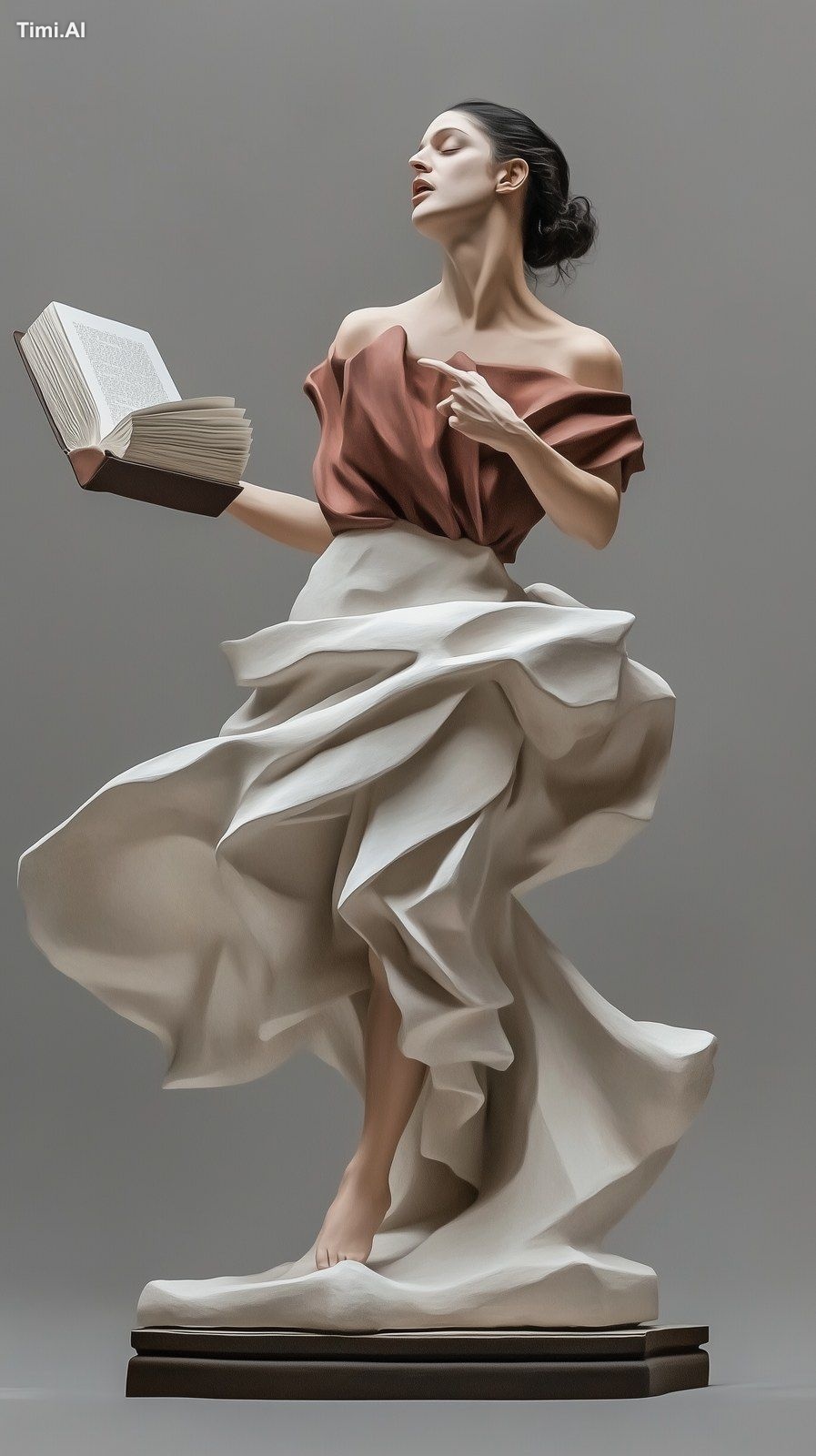 full body,A man holding a book is reciting in the style of a plaster st…