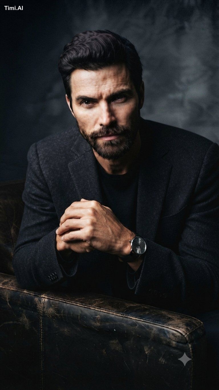 A high-quality, cinematic portrait of a sophisticated, handsome man wit… 3