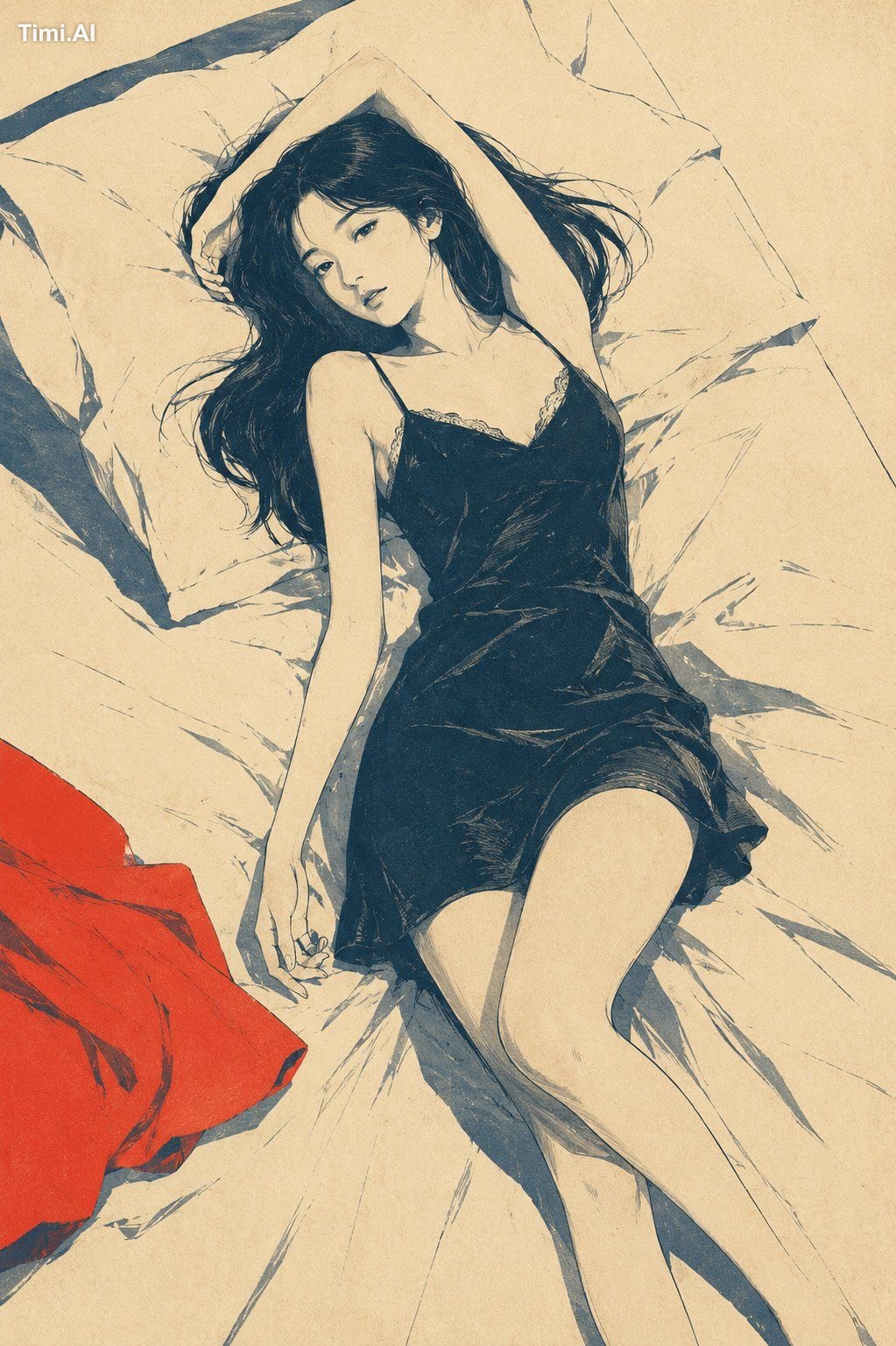 一张极简复古日式版画风插画，主体为【xxx】，画面保留大面积米白色、象牙白或淡奶油色纸张背景，背景带有细腻纸纹、轻微老化感、手工印刷颗粒和柔和…