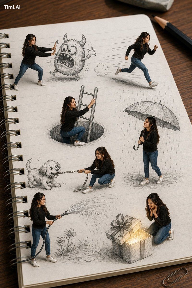 Ultra-realistic miniature 3D photo manipulation on a white spiral noteb… 1