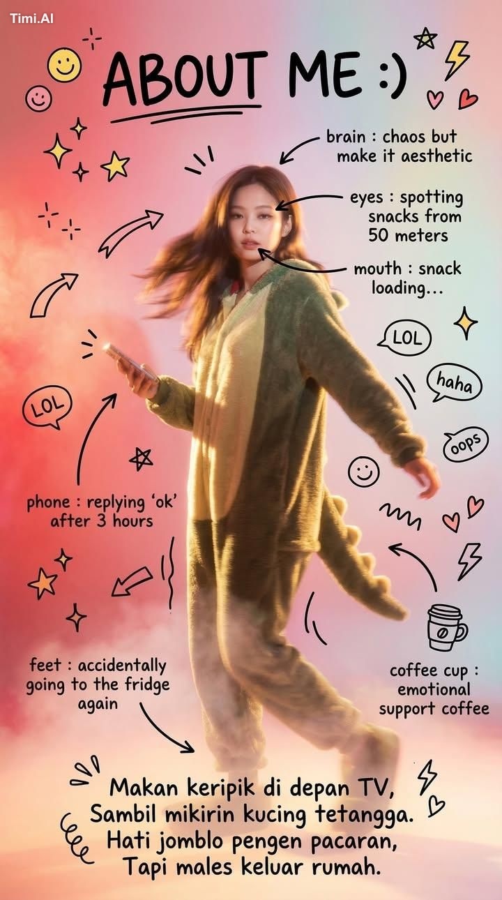 Create a playful Gen Z personality poster combining cinematic portrait …