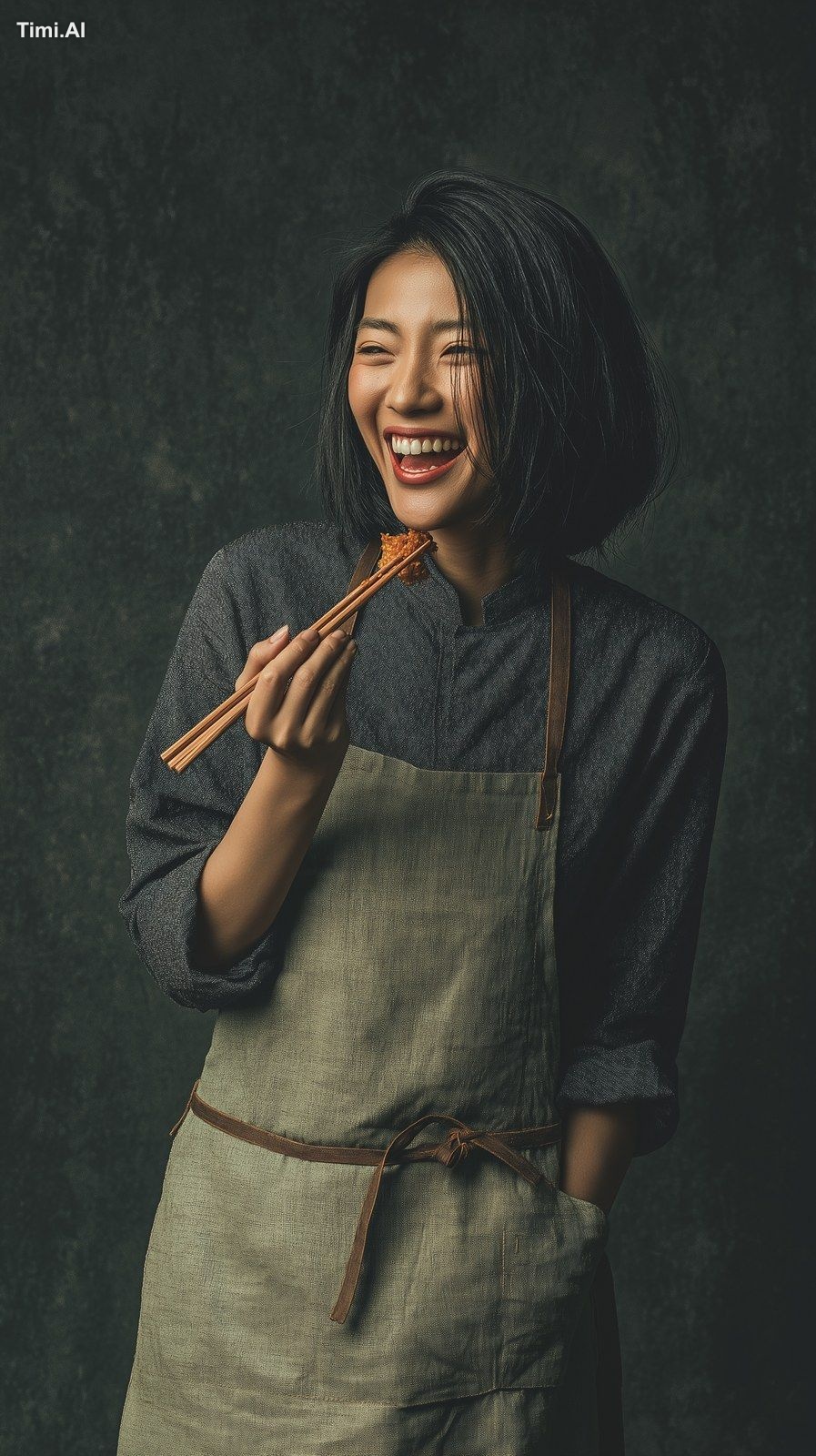 Photography, full body shot, a Chinese age 30 female with long dark bob…