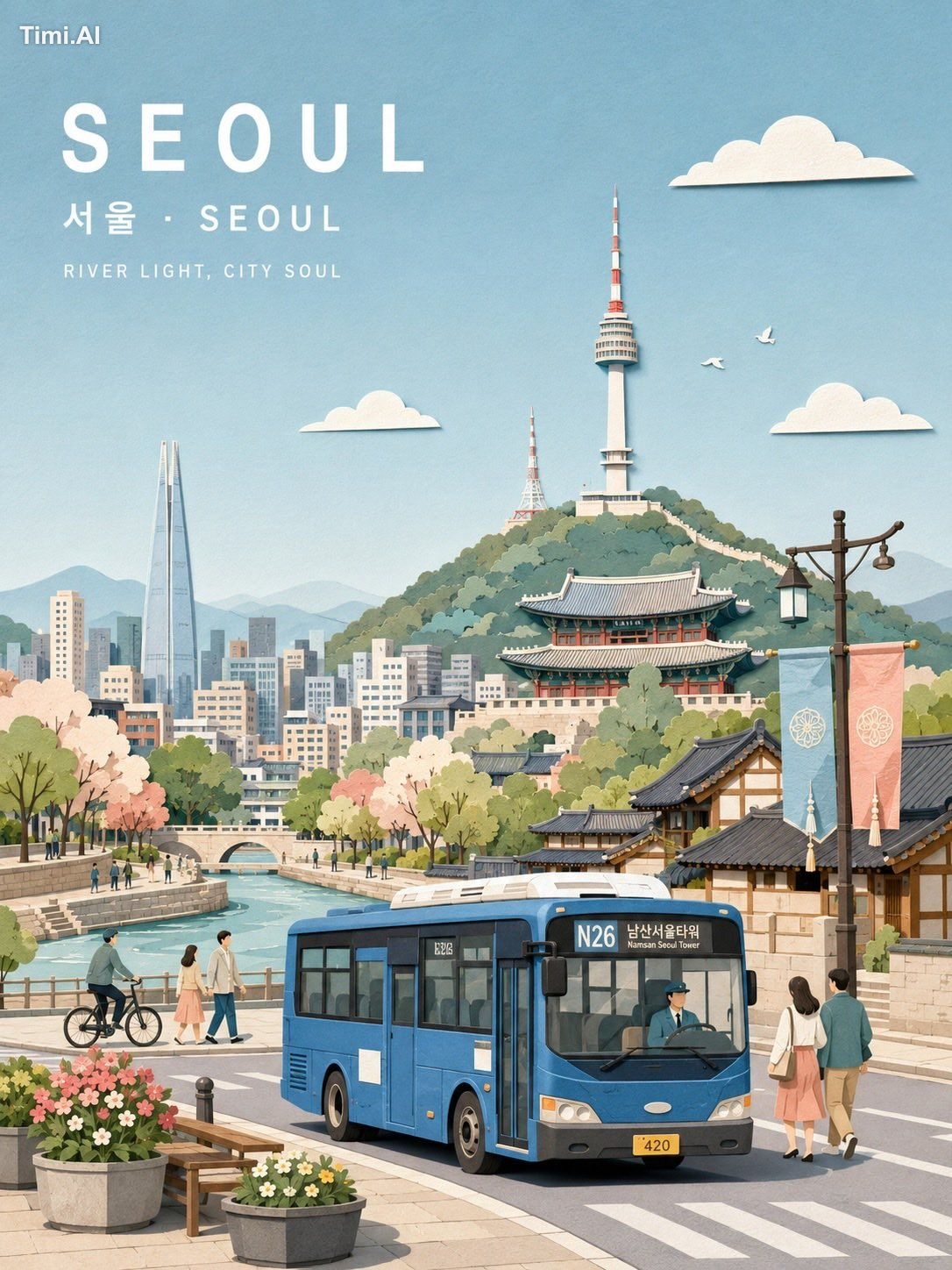 Create a refined wide landscape travel-poster illustration of [CITY NAM…