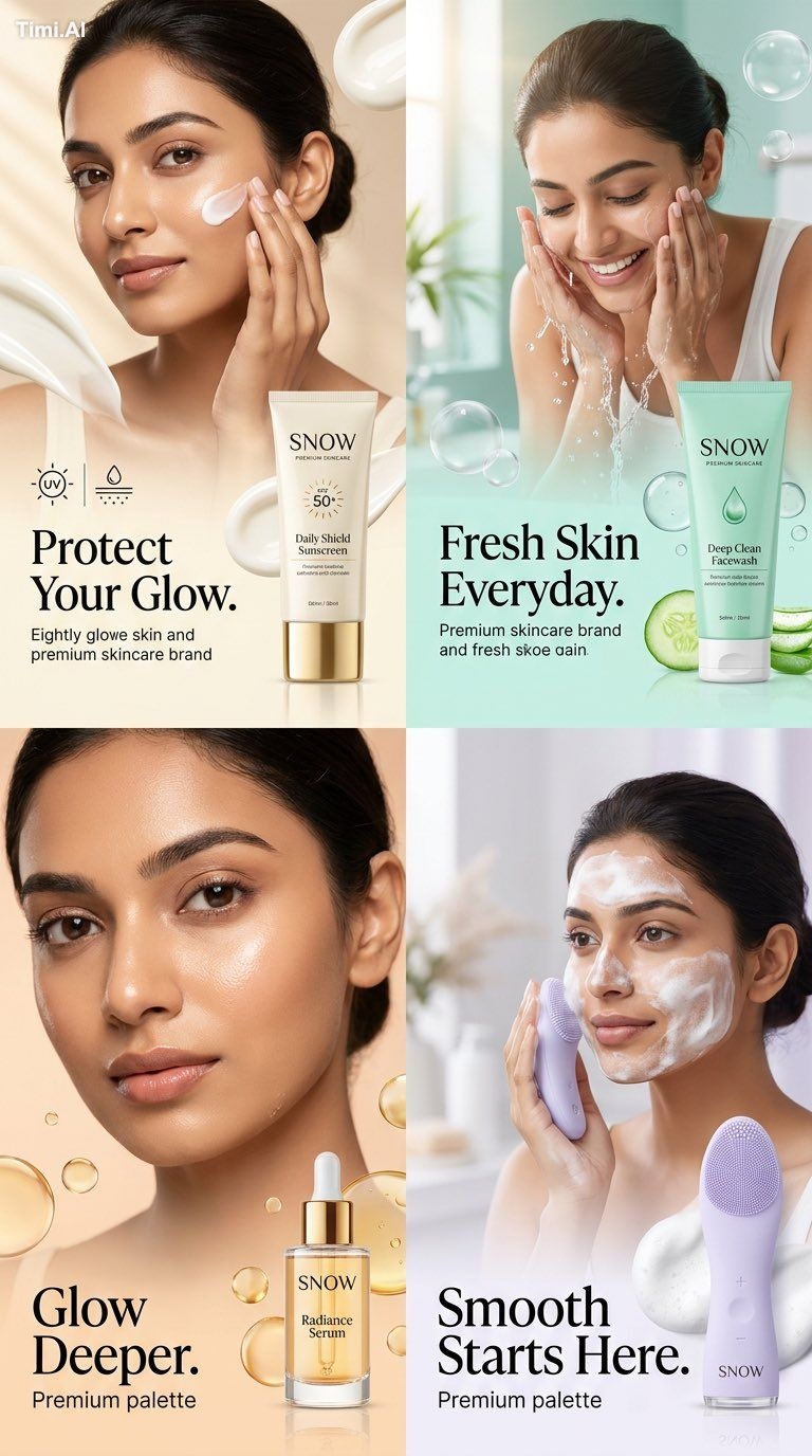 Ultra premium Indian skincare SMM campaign system, luxury beauty advert… 1