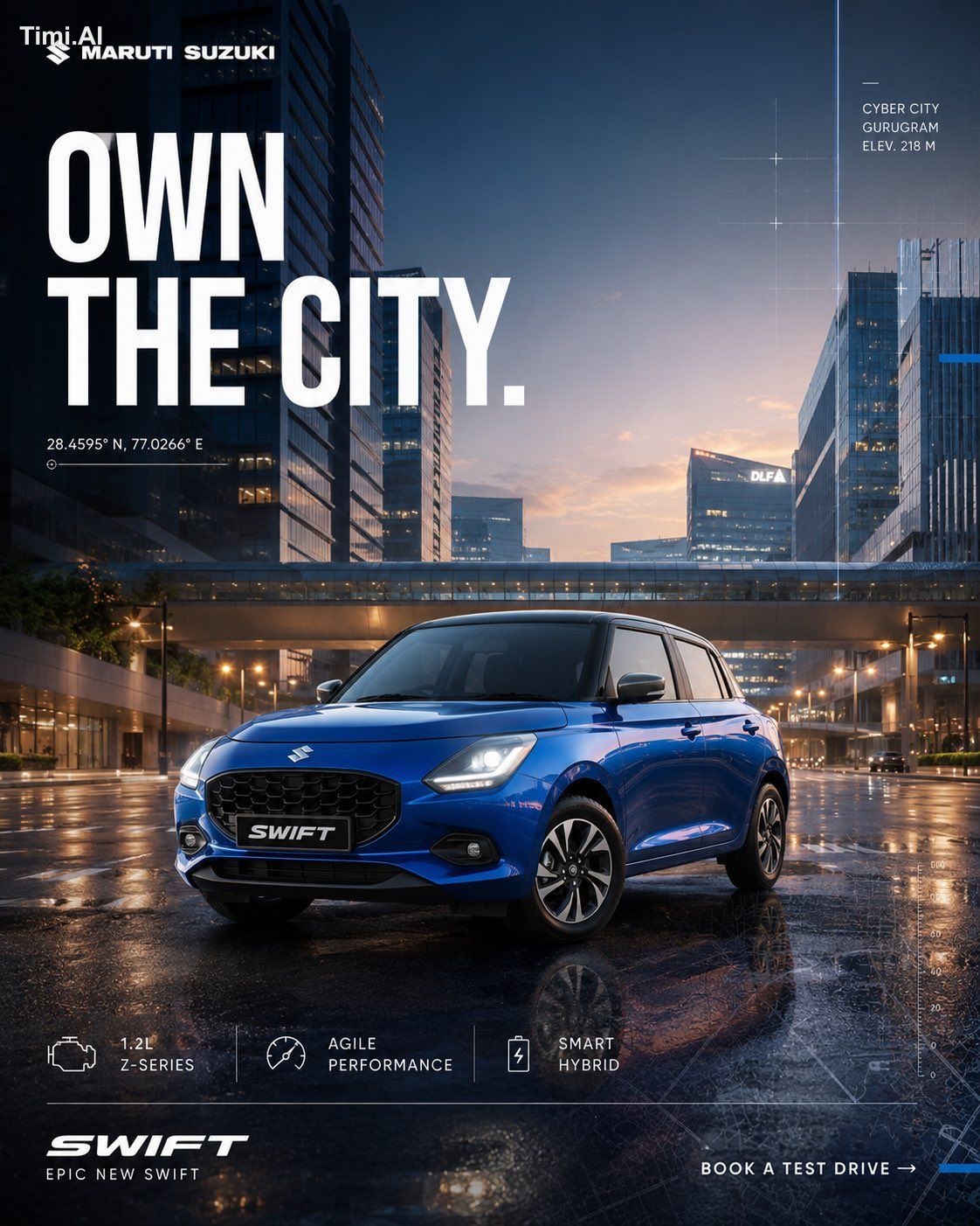 Act as the Global Automotive Creative Director for Maruti Suzuki. Think…