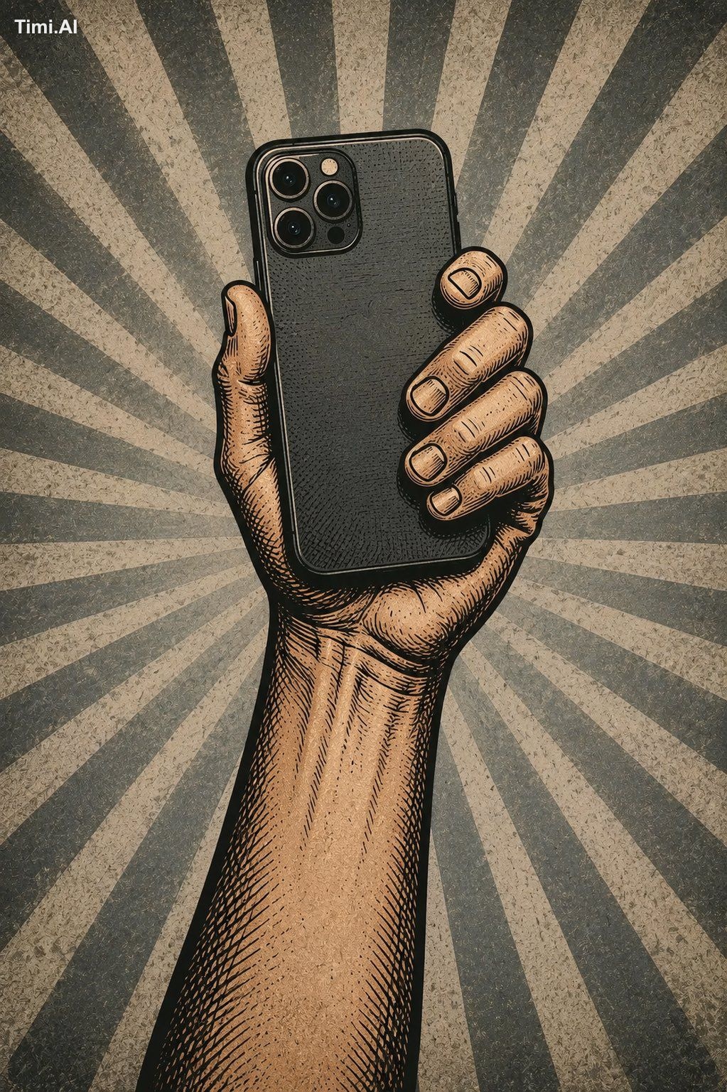 A bold vintage propaganda-style illustration featuring a strong human h… 2