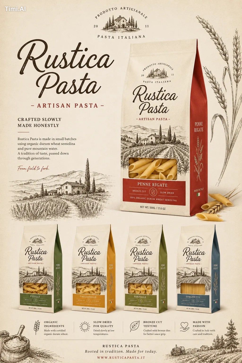 Create a vintage minimalist food packaging presentation inspired by ret…