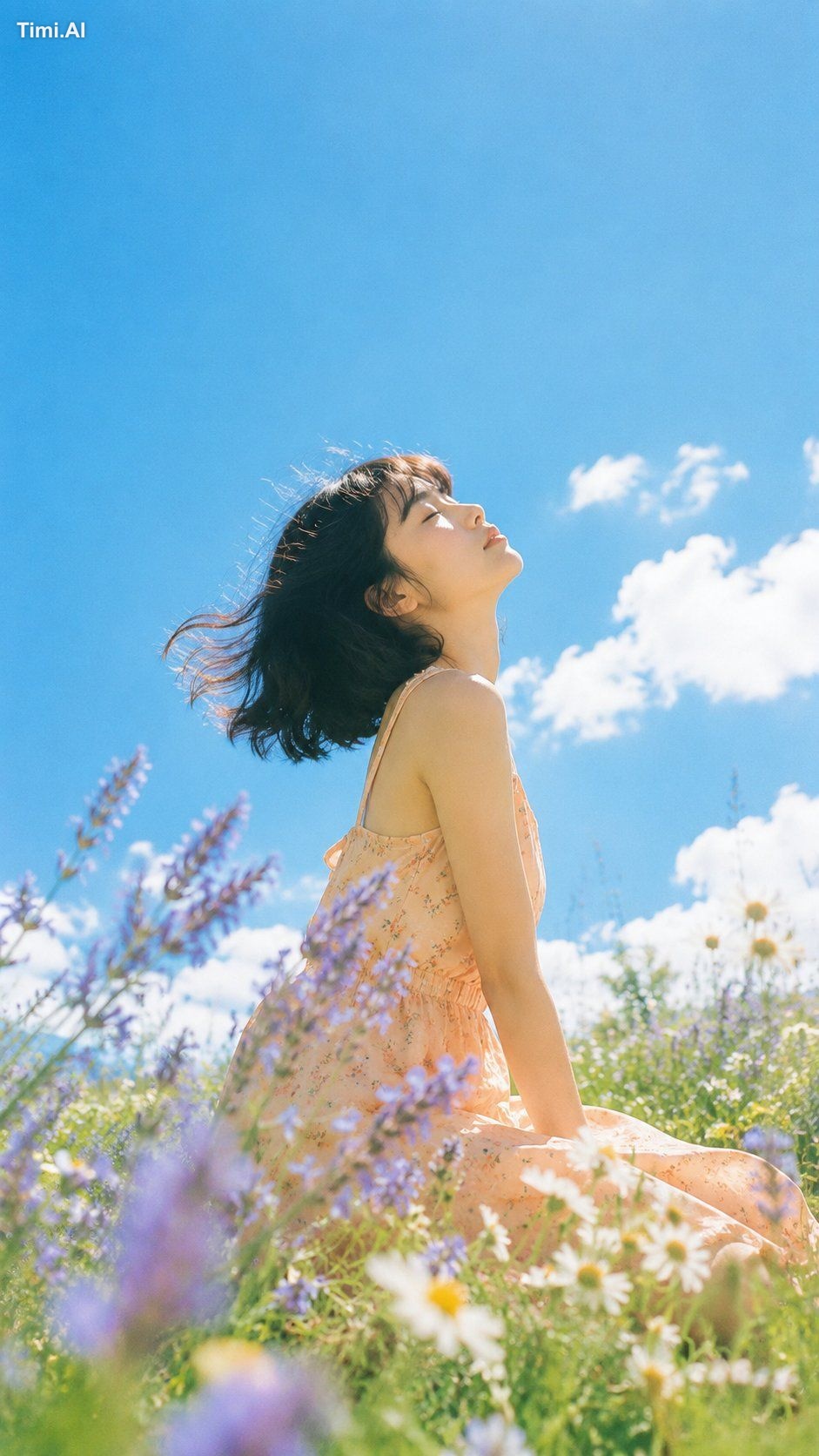 Create a vertical 9:16 photorealistic summer portrait of a young East A… 2