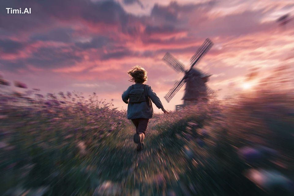 A cinematic tracking shot of a [subject] sprinting through a [landscape… 1