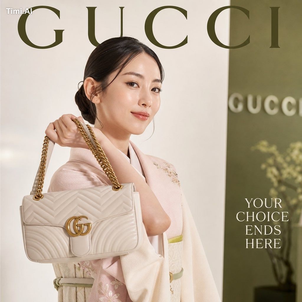 Ultra-realistic luxury fashion brand campaign magazine cover featuring …