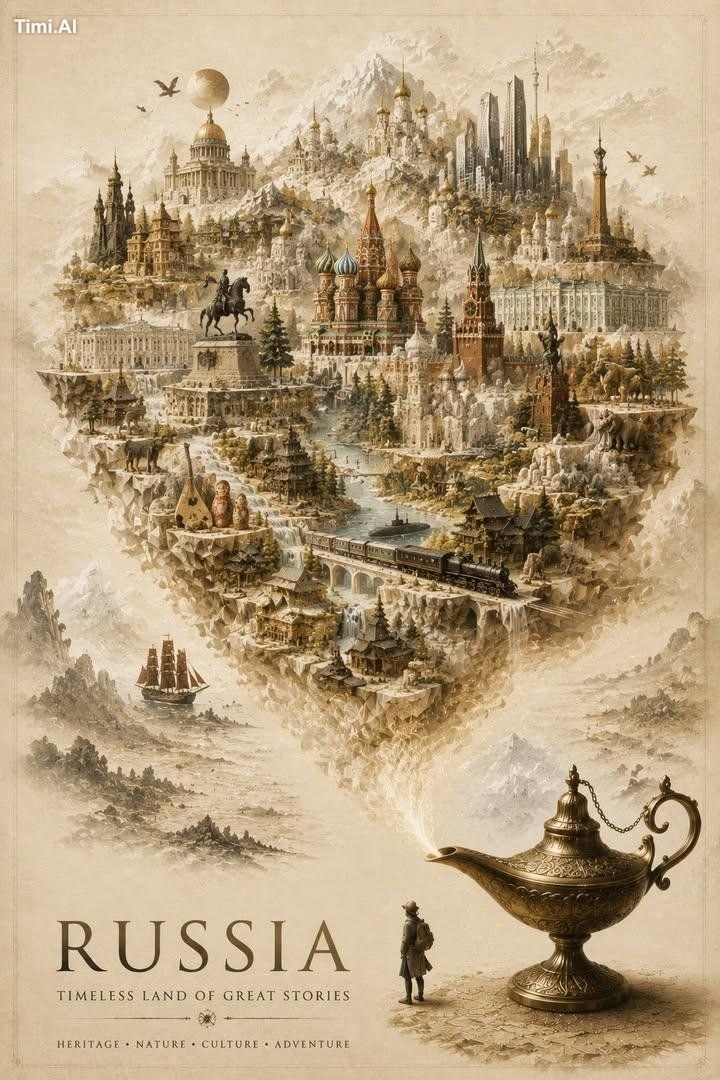 Create an elegant, premium travel poster featuring a magical miniature … 2