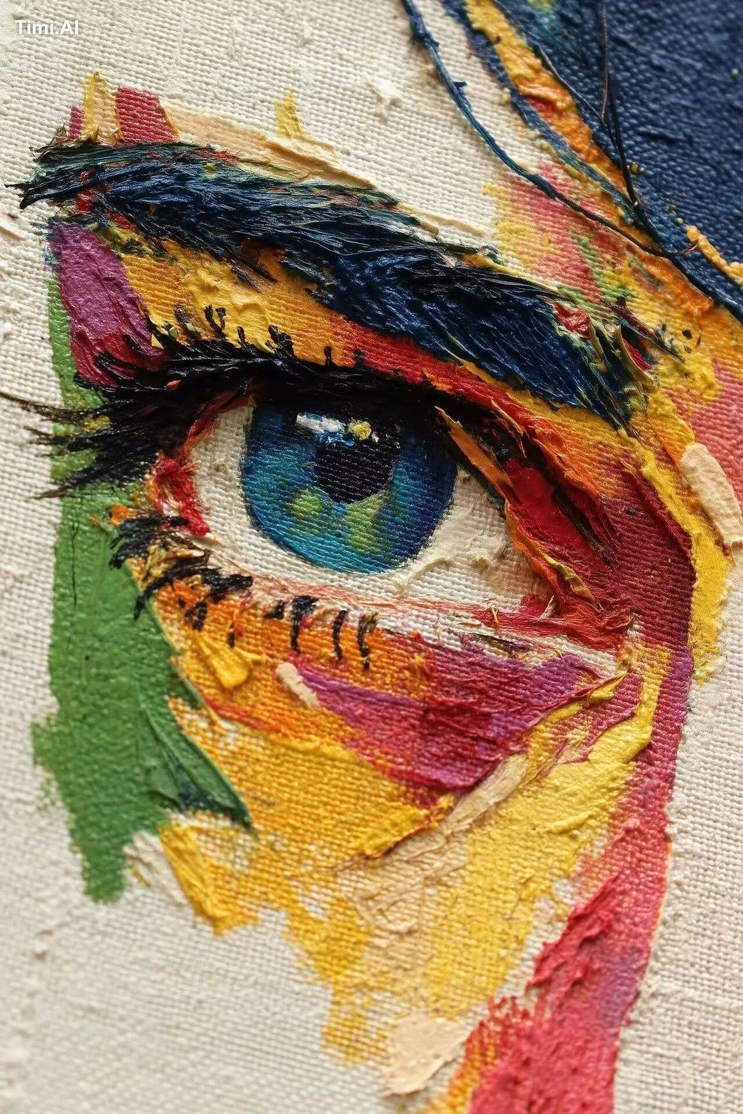 close up detail of a painting using a Menso brush, colorful mineral pig…