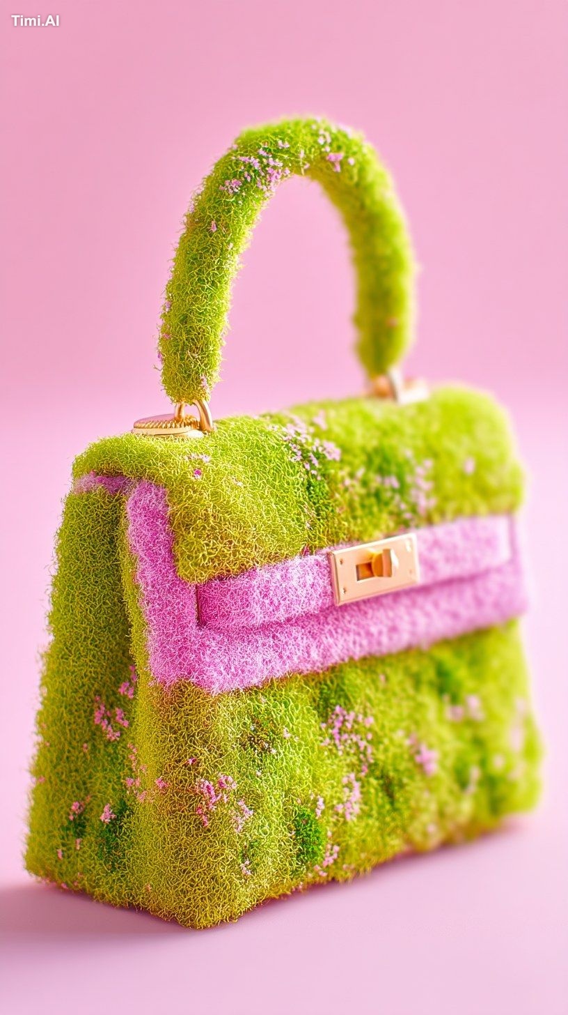fashion photography, advertising style, women's handbag covered with li…