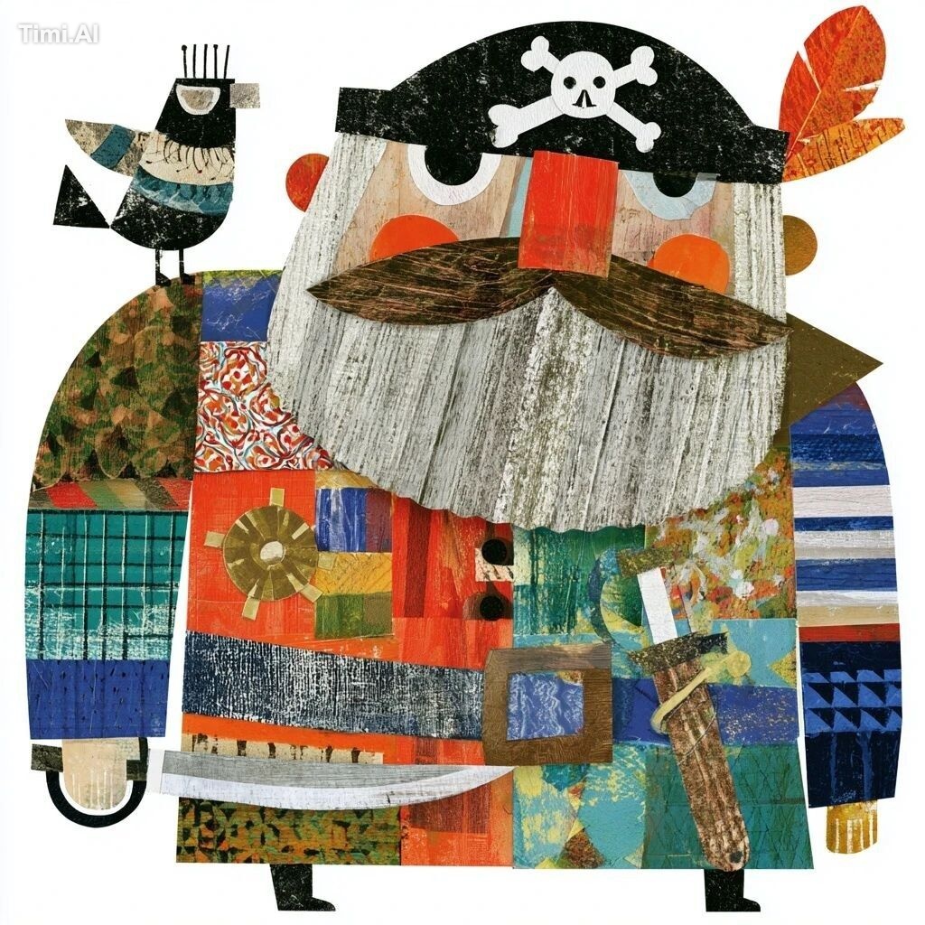 generate a 2D flat illustration of a pirate --profile zp8jppz --v 8.1