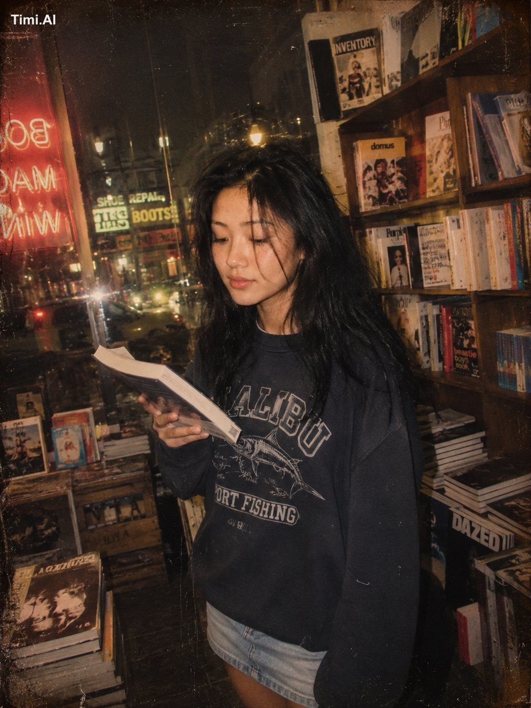 An ultra-realistic candid nighttime lifestyle portrait of a beautiful y… 1
