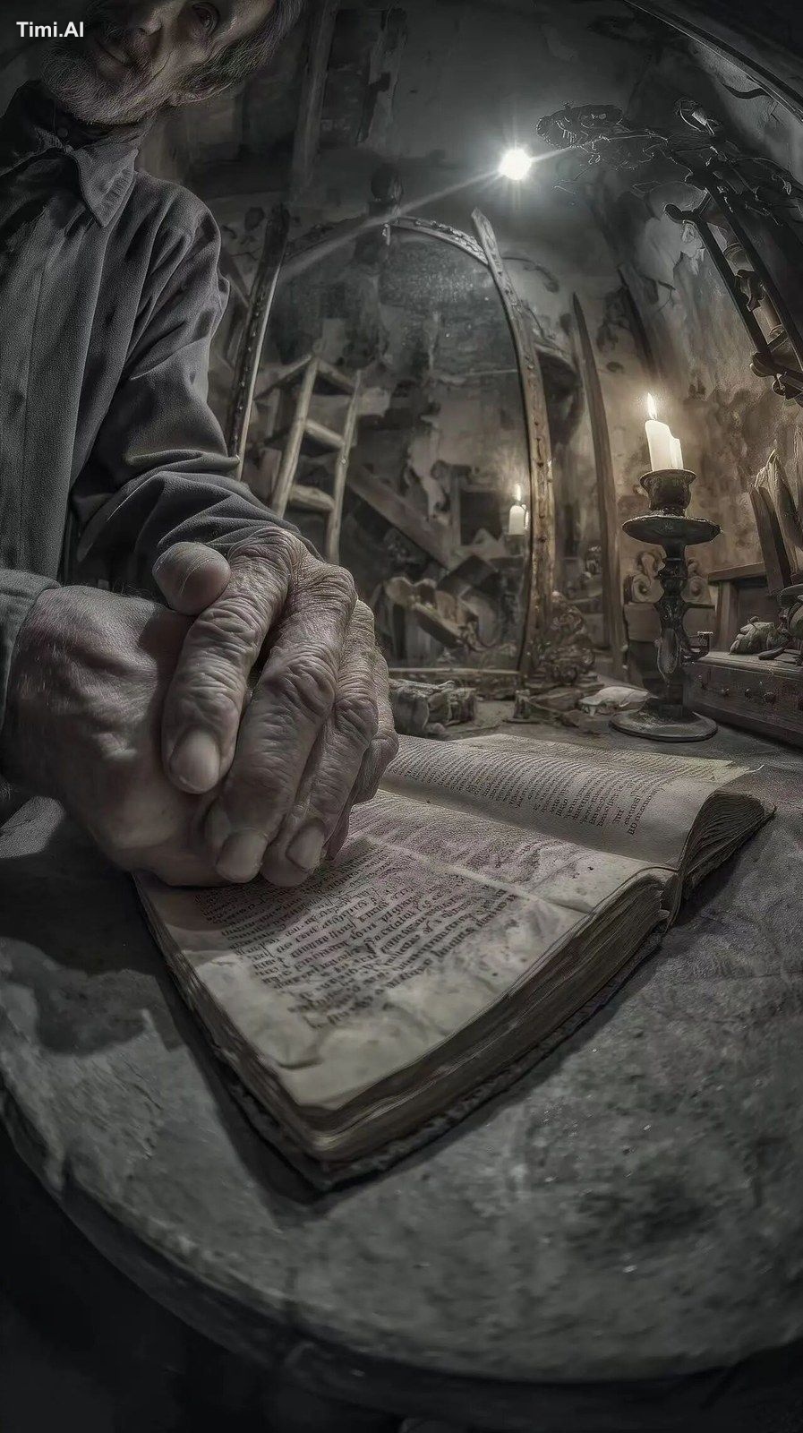 GoPro view from the perspective of an alchemist in a late medieval cham…
