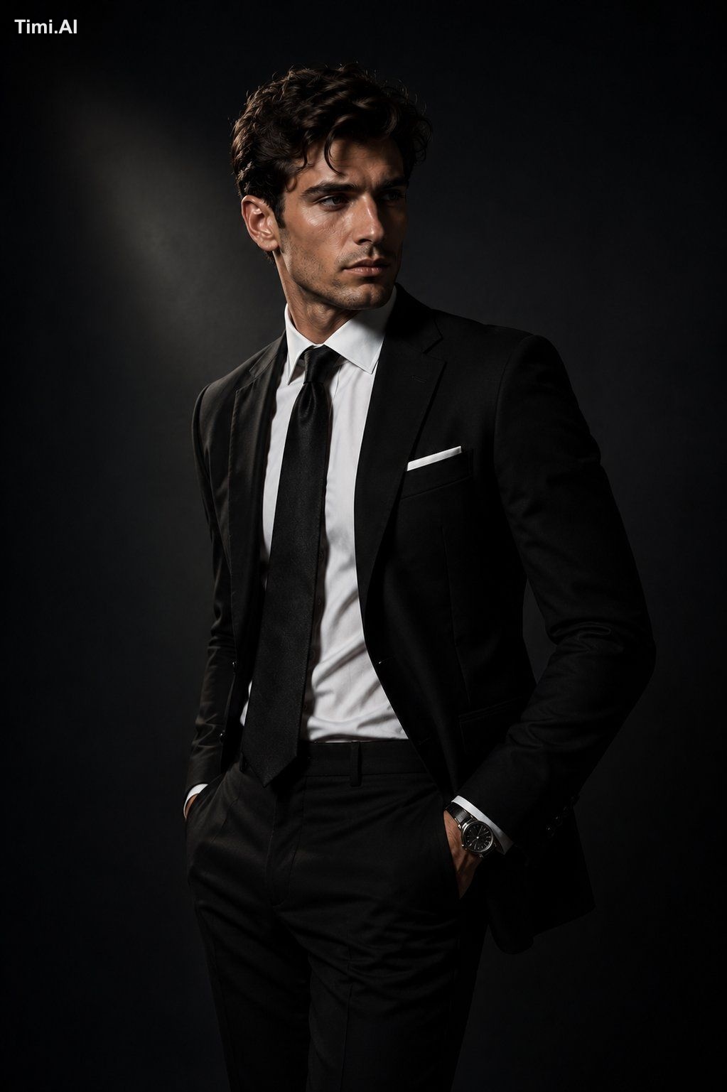 A handsome young European man in a high-end fashion studio photoshoot, … 2