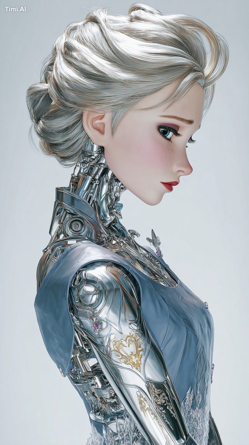 Elsa of arendelle, Hajime Sorayama art style --ar 9:16 --v 7