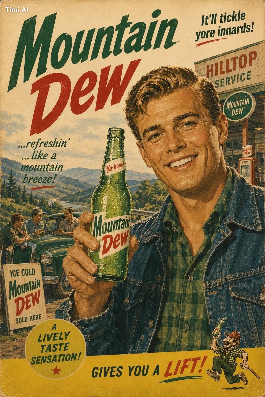 Authentic 1960s American advertising poster for [ Brand], vintage mid-c… 1