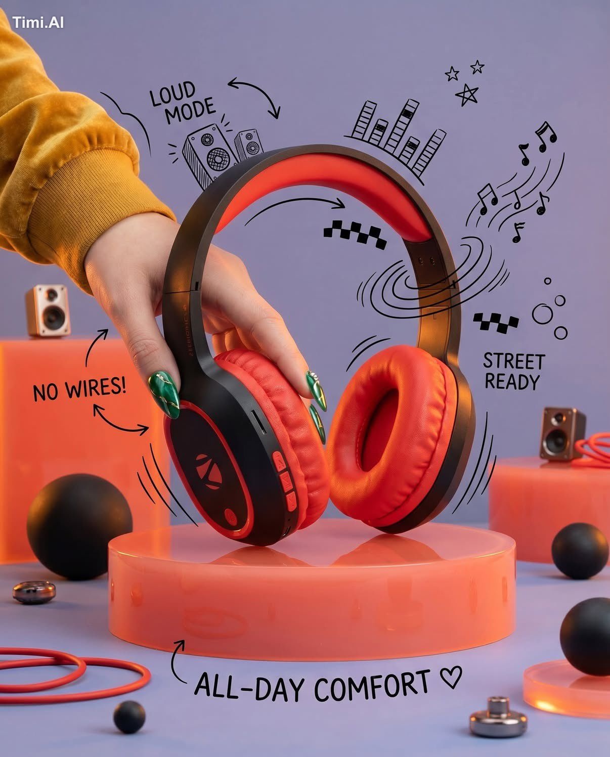 Ultra-realistic premium product photography of stylish wireless over-ea…